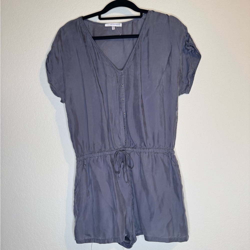 Lavender Brown Amethyst Ash Silk-like Romper Size M